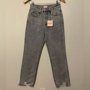 superdown Straight Raw Hem Jeans Light Blue Size 25